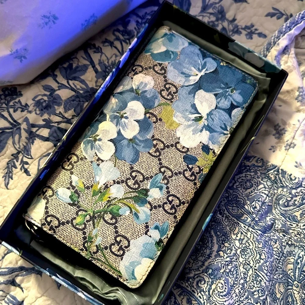 Gucci Supreme GG Monogram with Blue Floral Zippy Wallet - Made in Italy - NWT - Picture 5 of 17